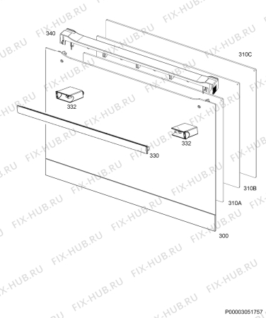 Взрыв-схема плиты (духовки) Electrolux OPEA7553X - Схема узла Door